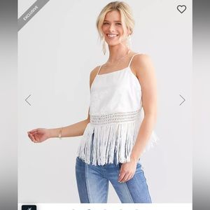 Willow+Root White Fringe Top with tags